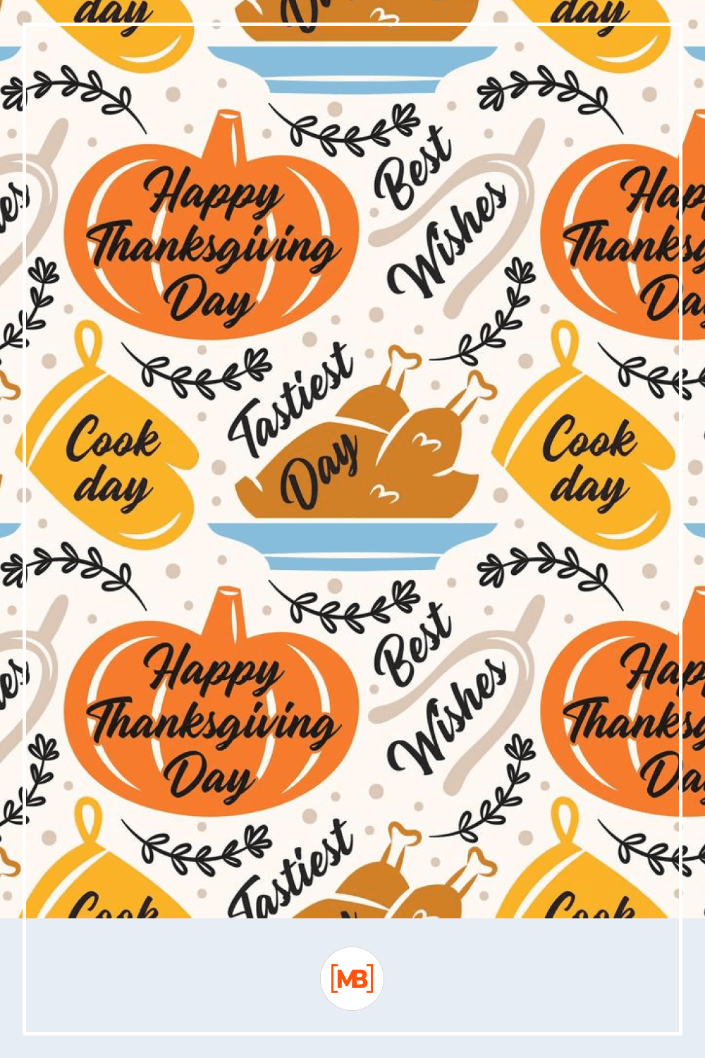 Thanksgiving pumpkin, oven glove, turkey seamless pattern.