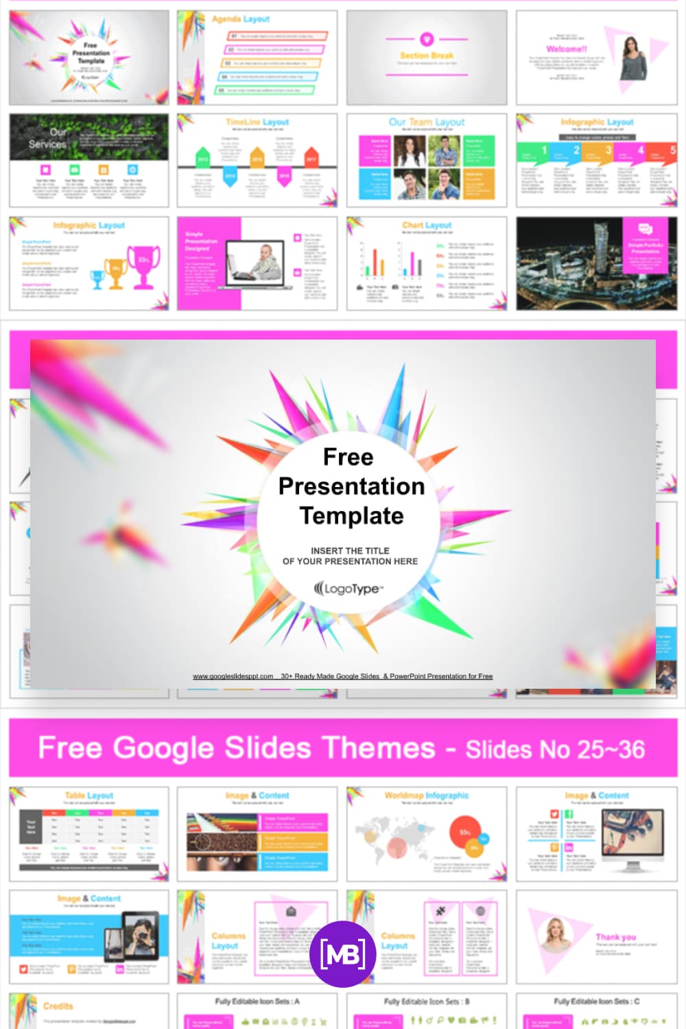 Abstract triangle google slides theme.