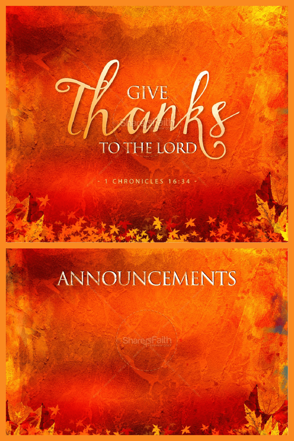 The glow of autumn is captured on the purposeful design of this sermon PowerPoint. Declare thanksgiving with the brightness of fall and the glow of the season.