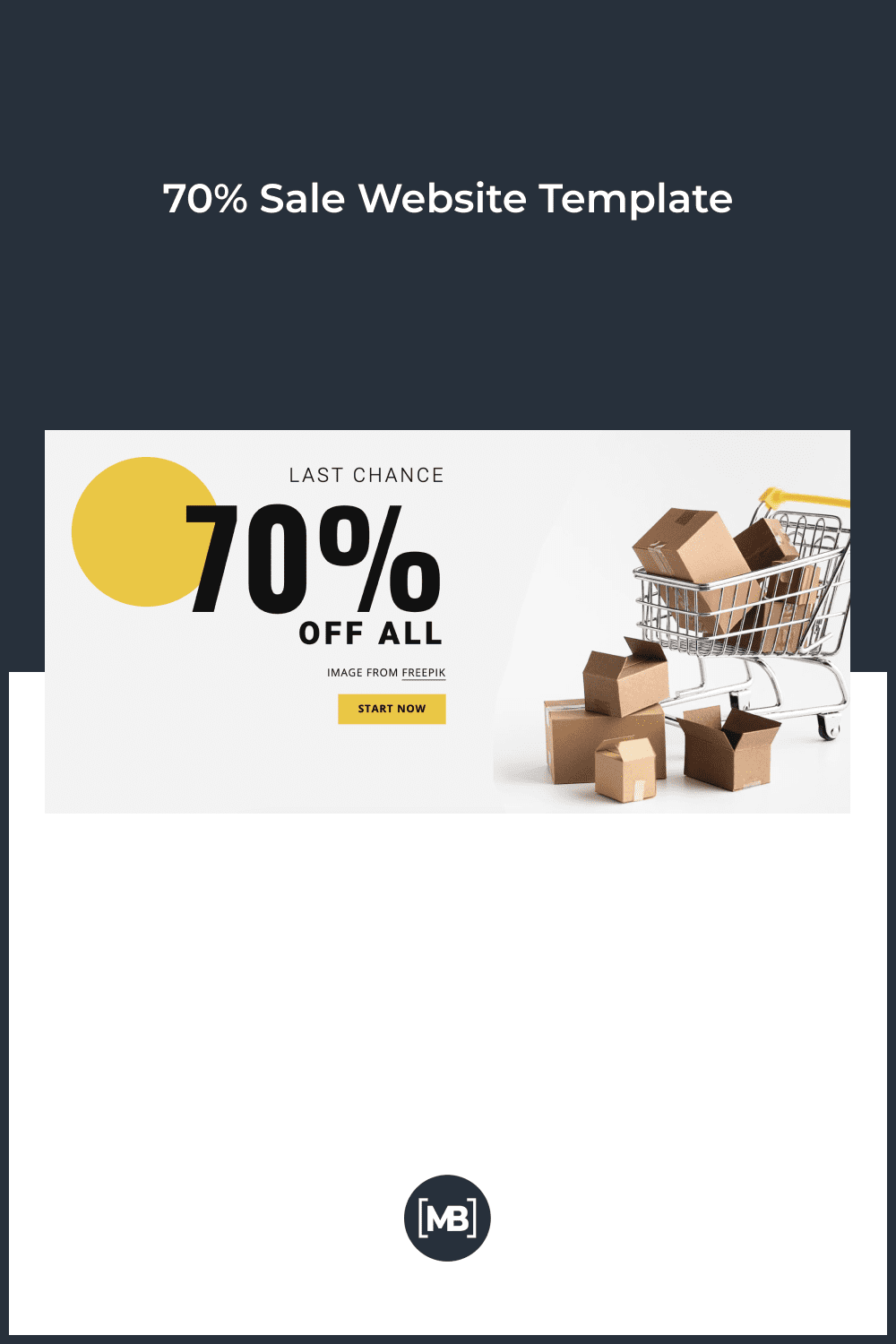 Black Friday Landing Page Template with Shopping Cart on White Background.