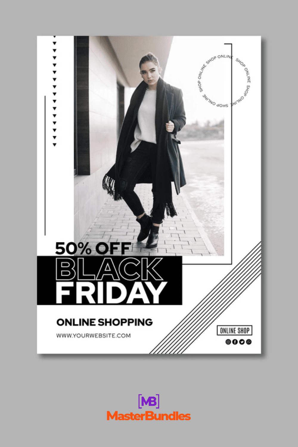 Vector Black Friday Poster with Young Girl.