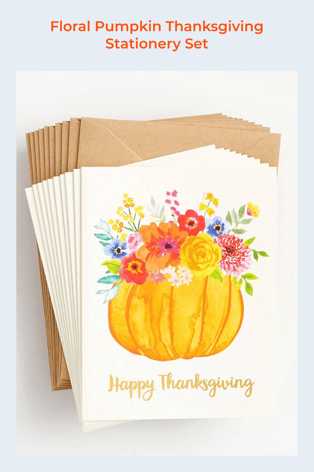 Floral pumpkin thanksgiving stationery set.