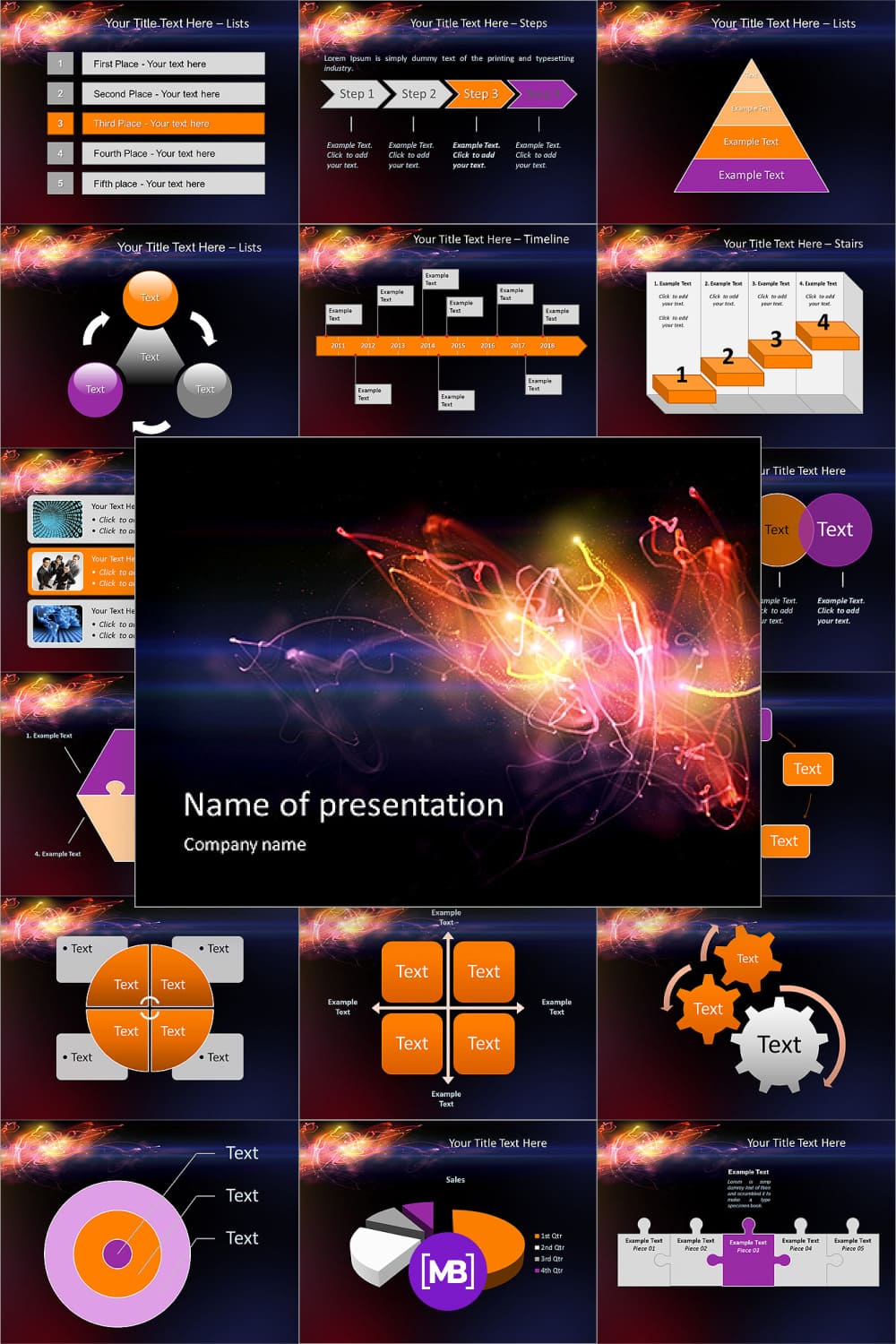 Splash of bright colors animated powerpoint template.