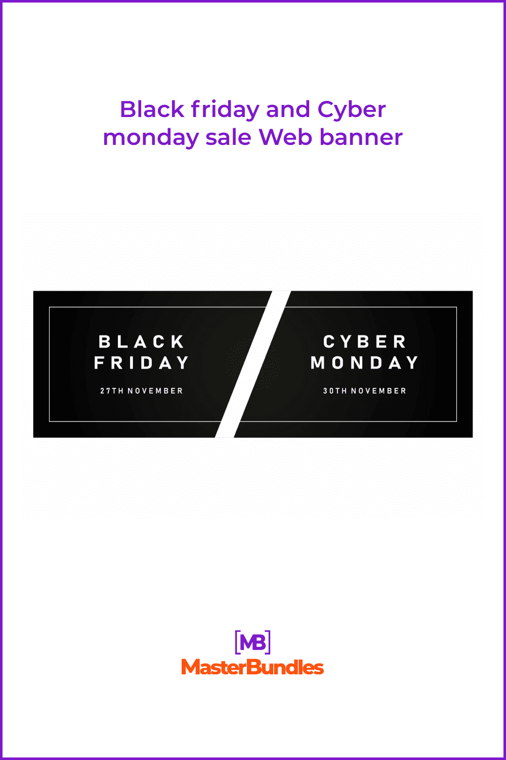 Black Minimalistic Horizontal Banner for Cyber Monday.