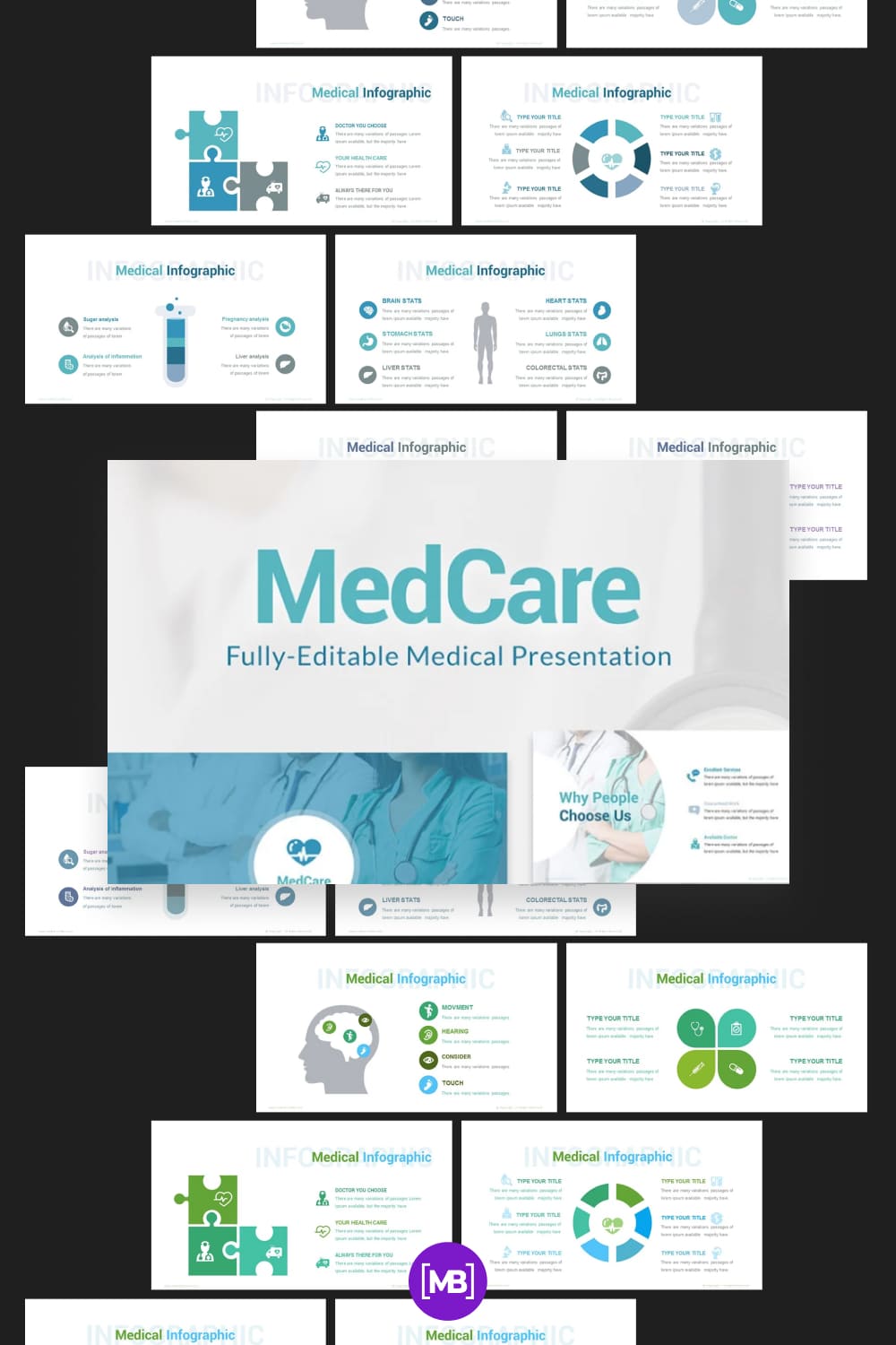 MedCare fully - editable powerpoint template with animation.