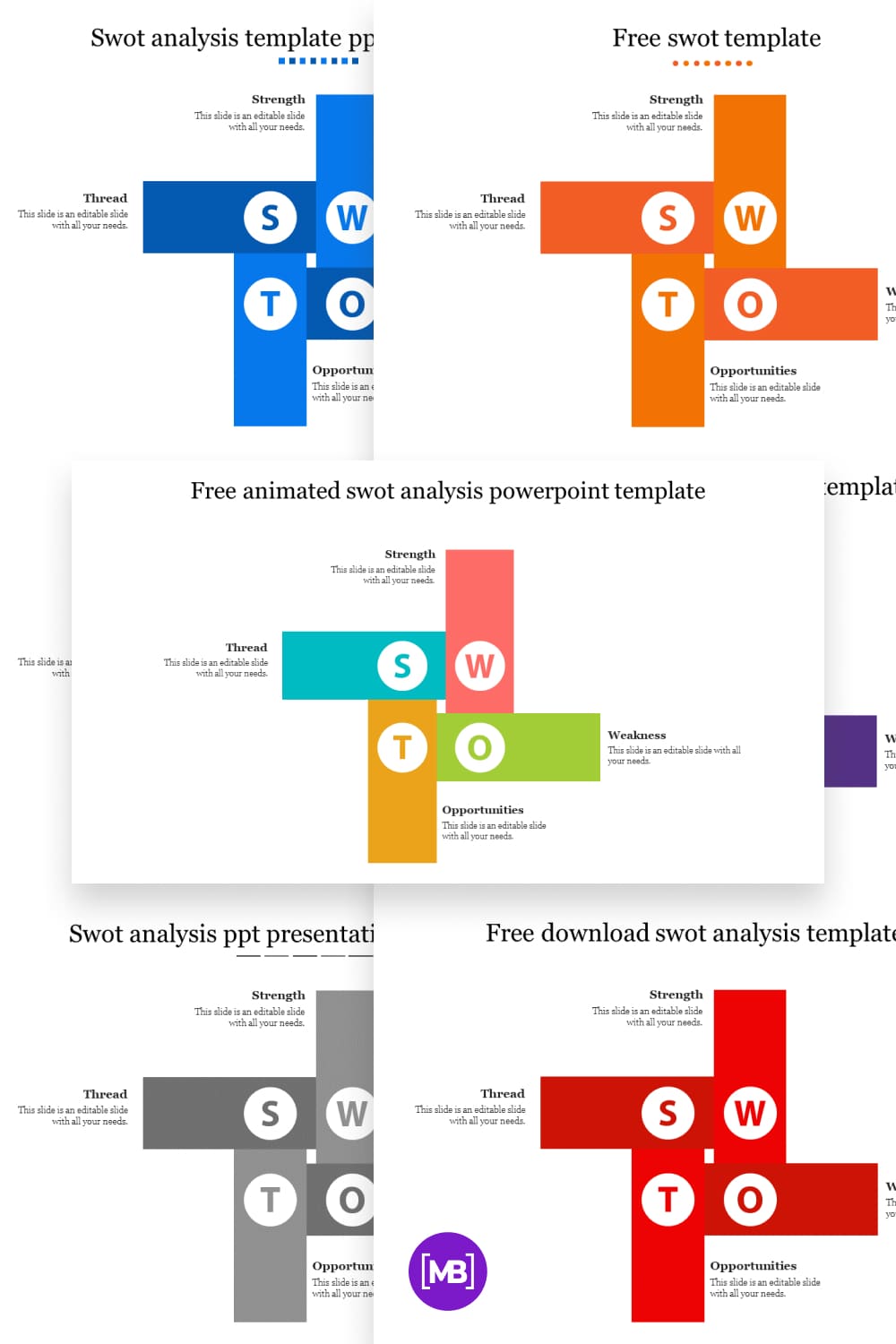 Free animated swot analysis powerpoint template design.