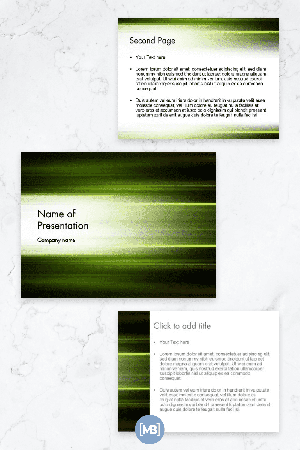 Green abstract motion blur powerpoint template.