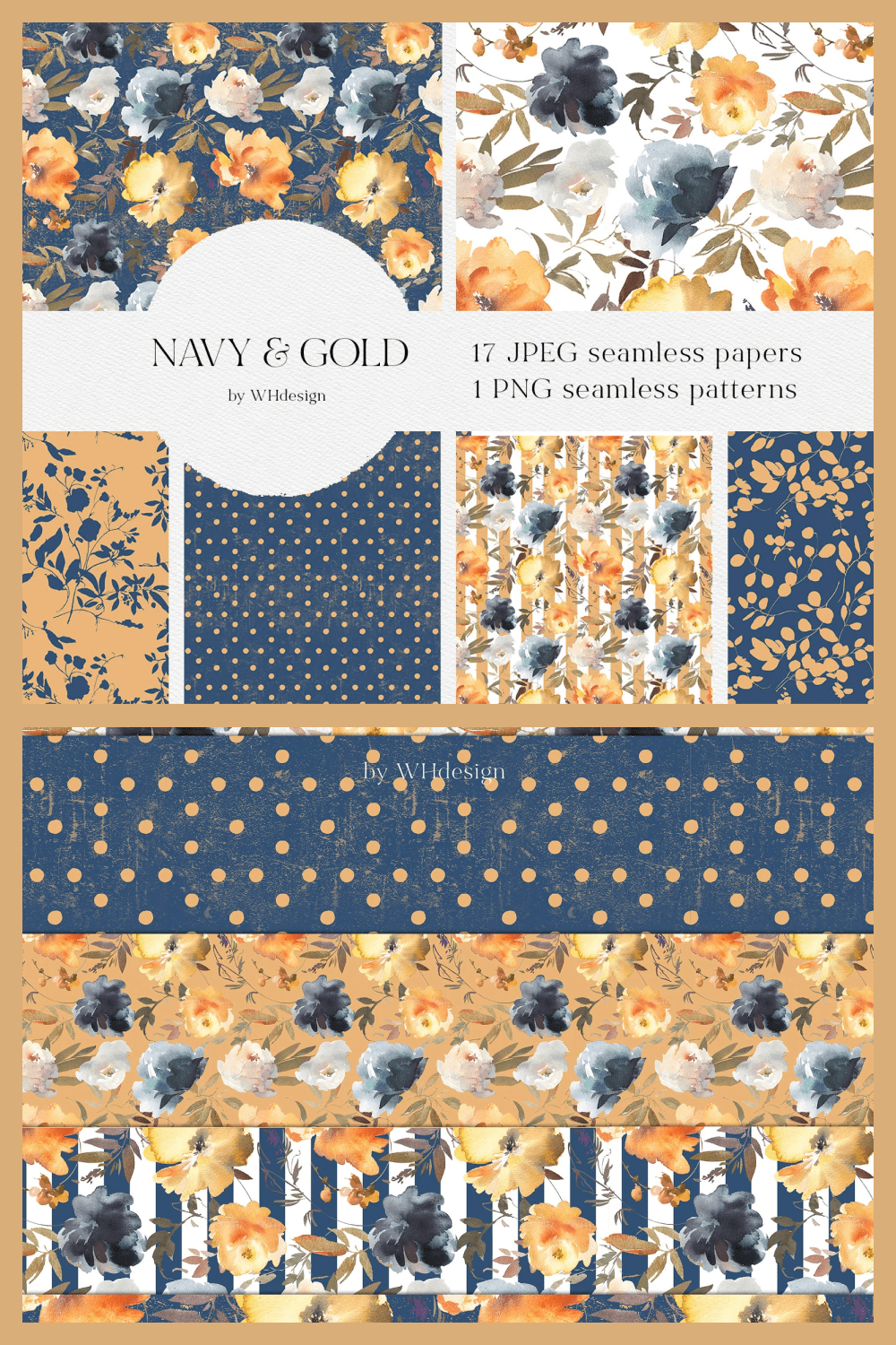 Navy&Gold by WHdesign digital paper.