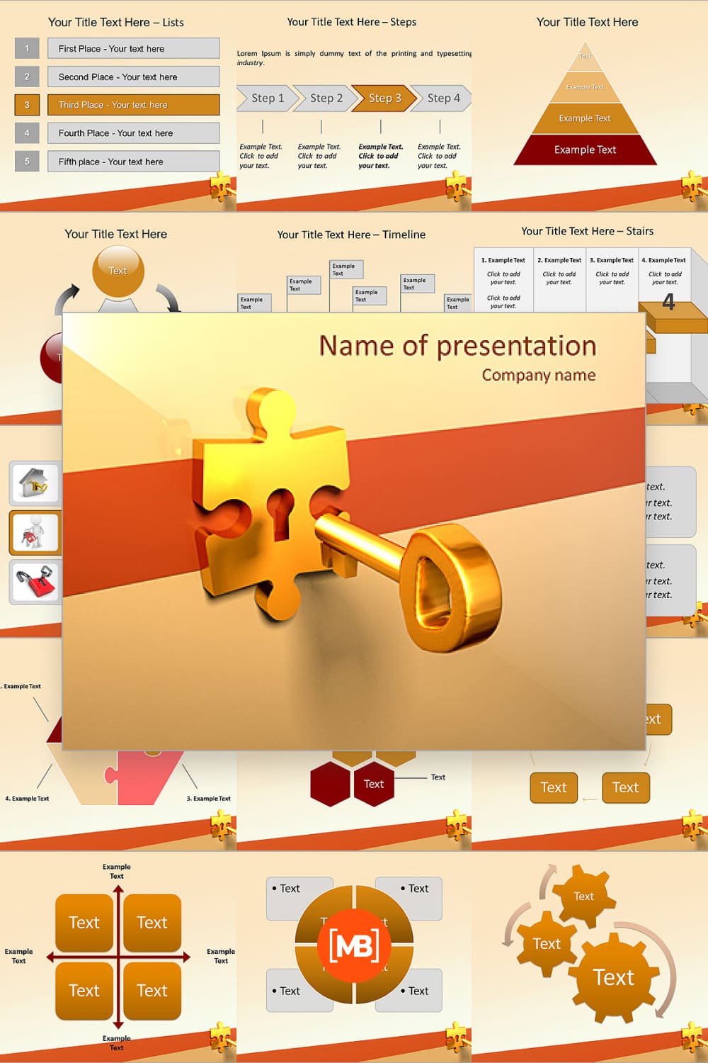 Key to puzzle animated powerpoint template.