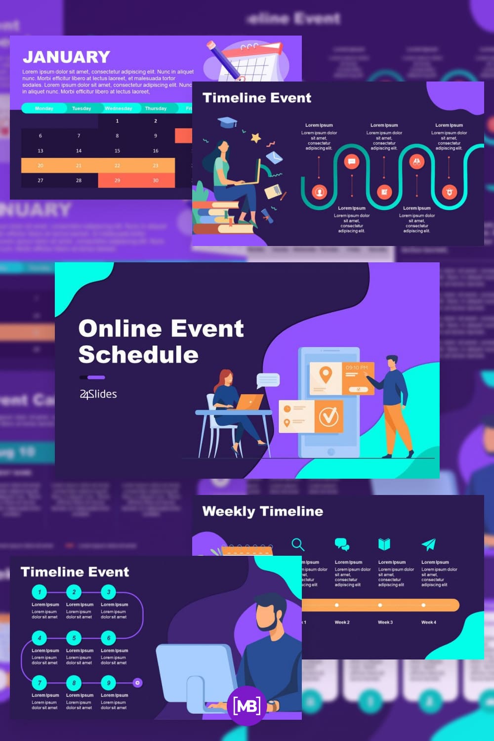 Online event schedule template.