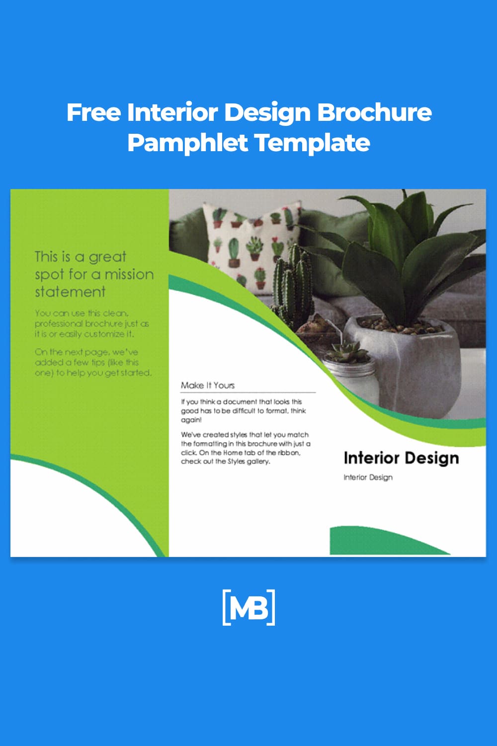 Interior design brochure pamphlet template.