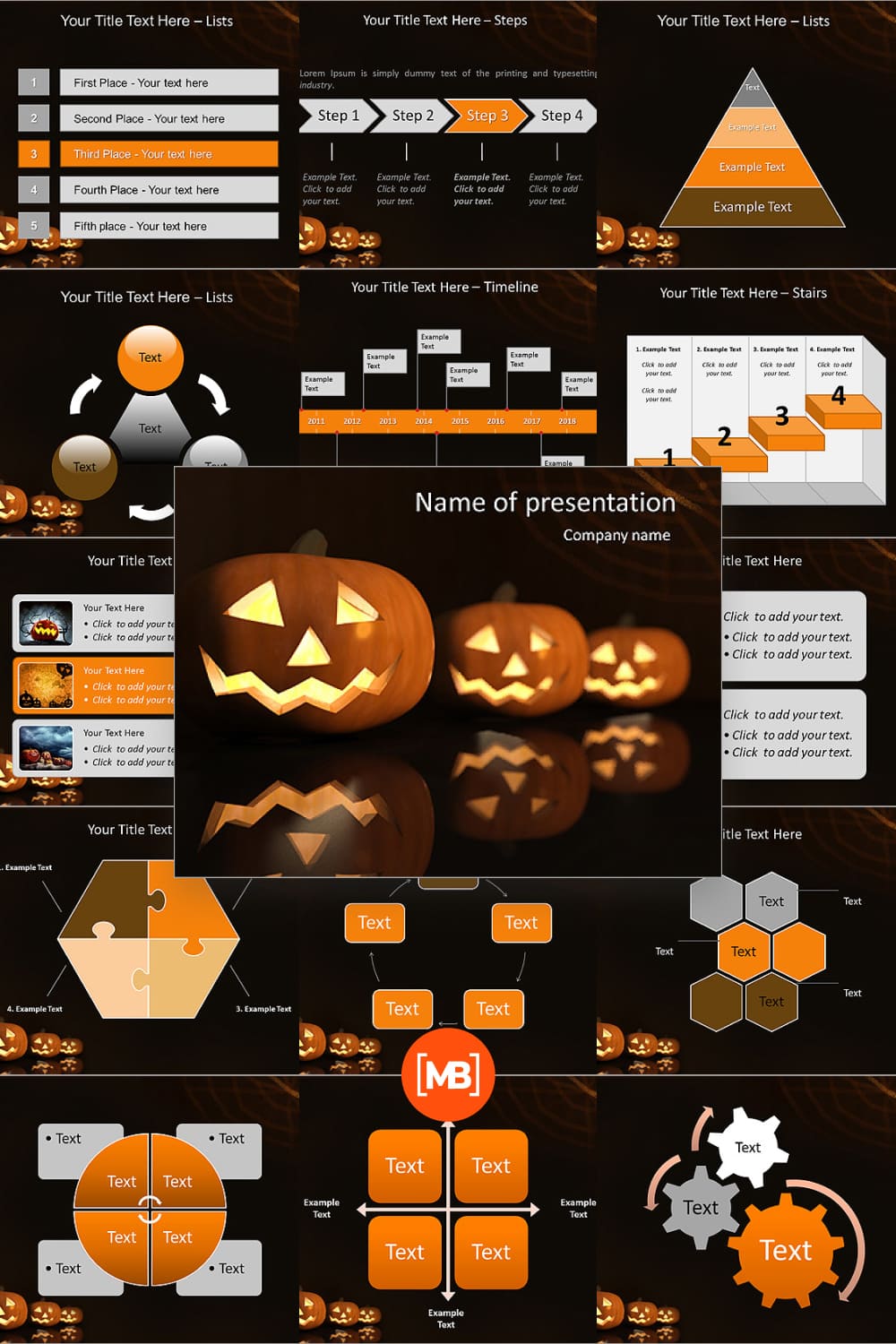 Halloween pumpkin animated powerpoint template.