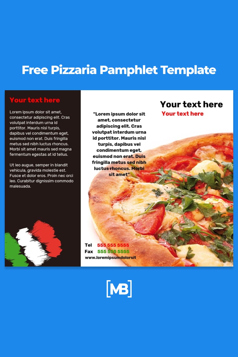 Pizzaria pamphlet template.