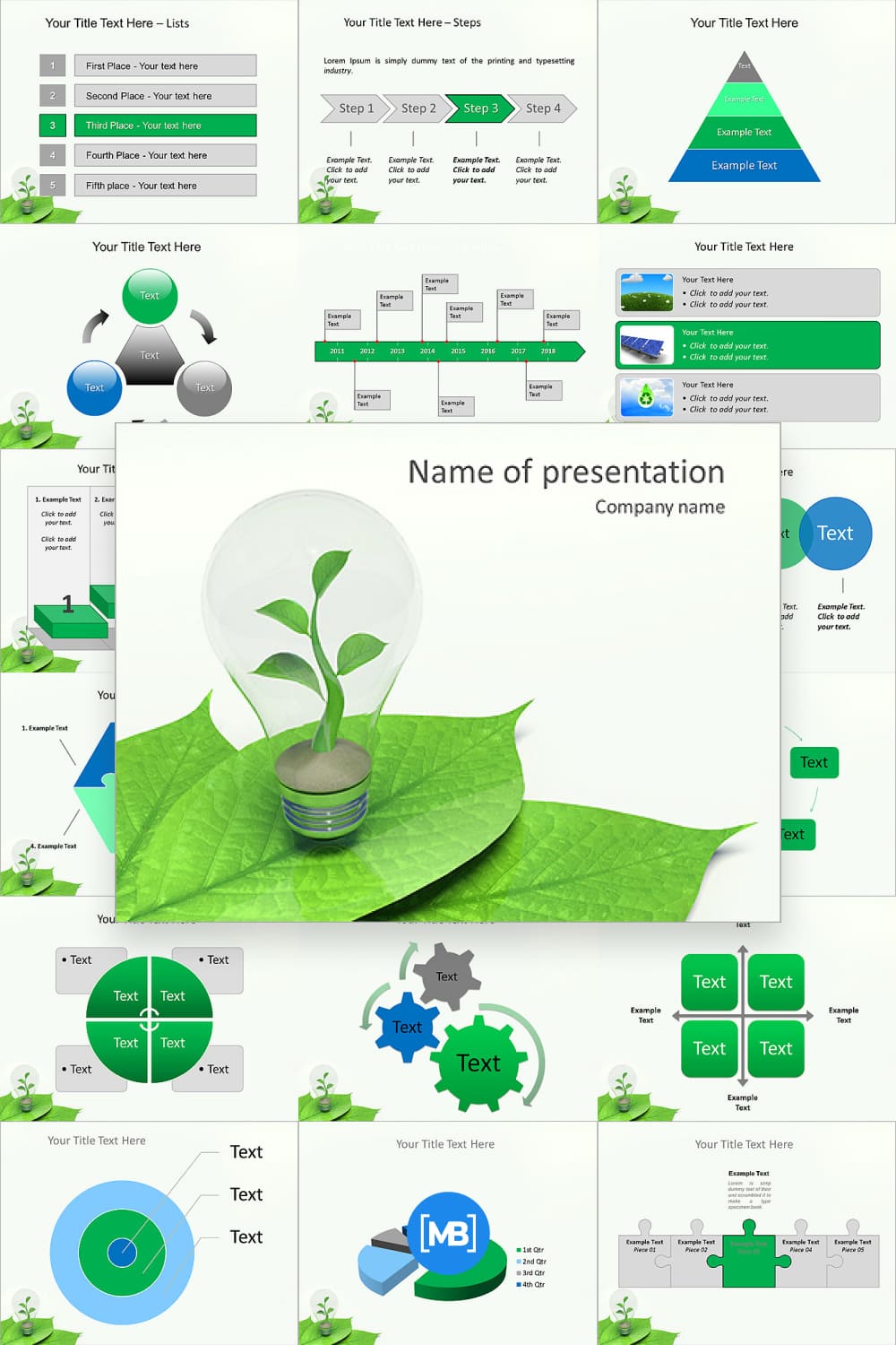 Green idea animated powerpoint template.