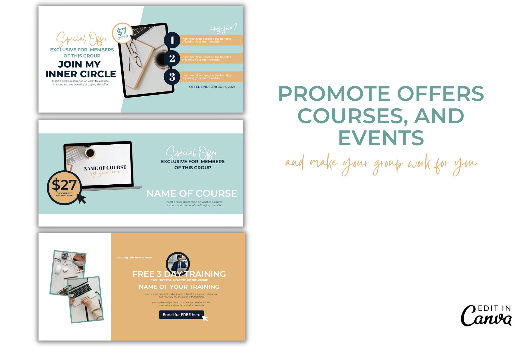 Promote courses, events and offers.