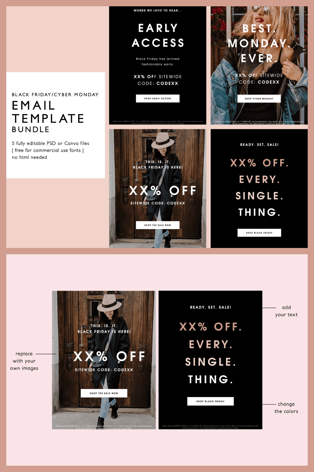 Black Friday and Cyber Monday Email Template Bundle.