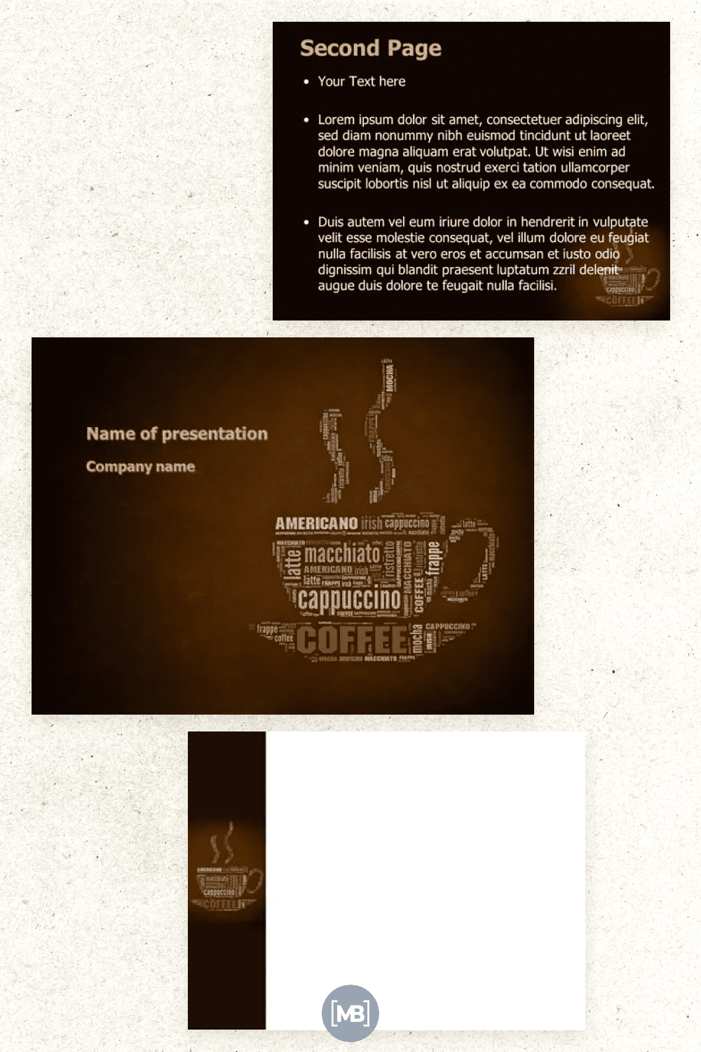 Coffee break with various coffee powerpoint template.