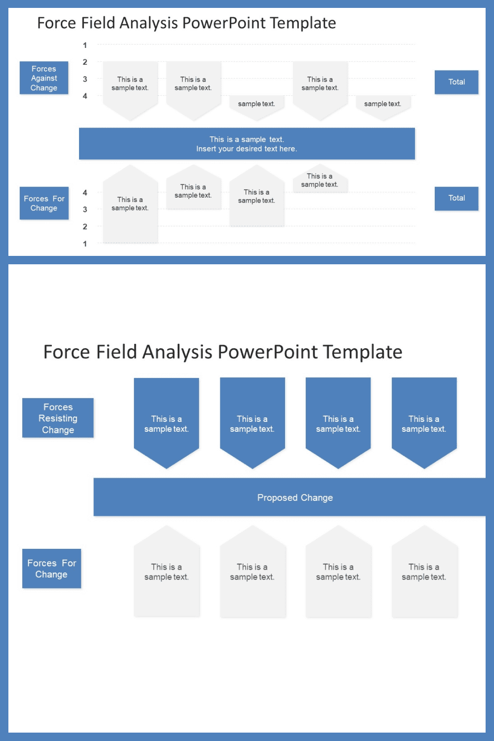 Force field analysis powerpoint diagram template.