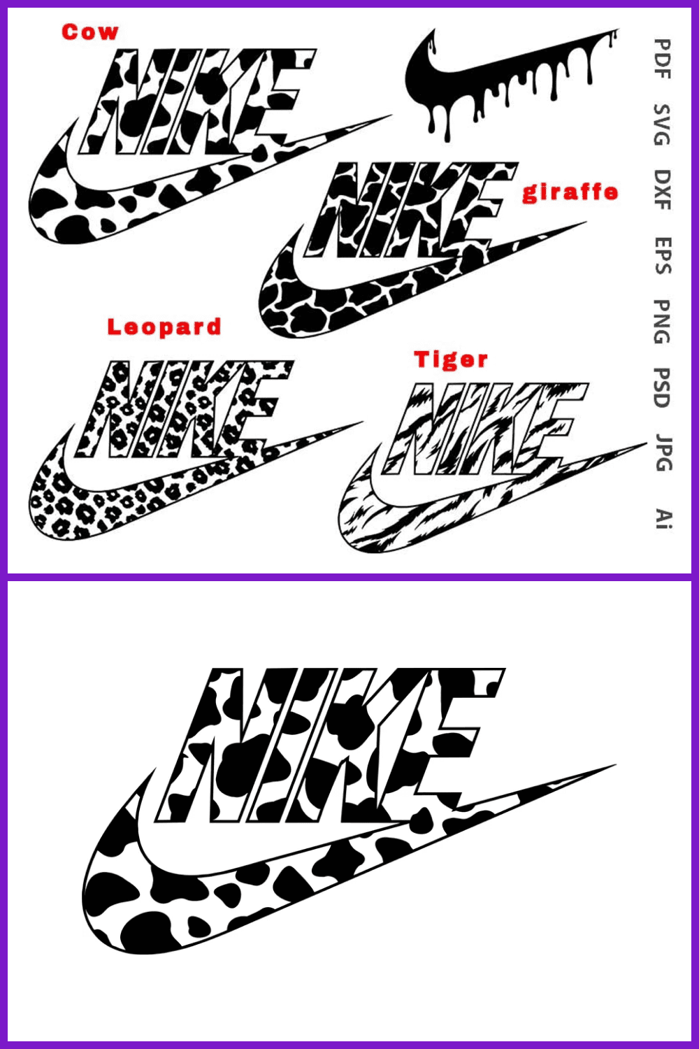 Leopard print nike logo SVG image.