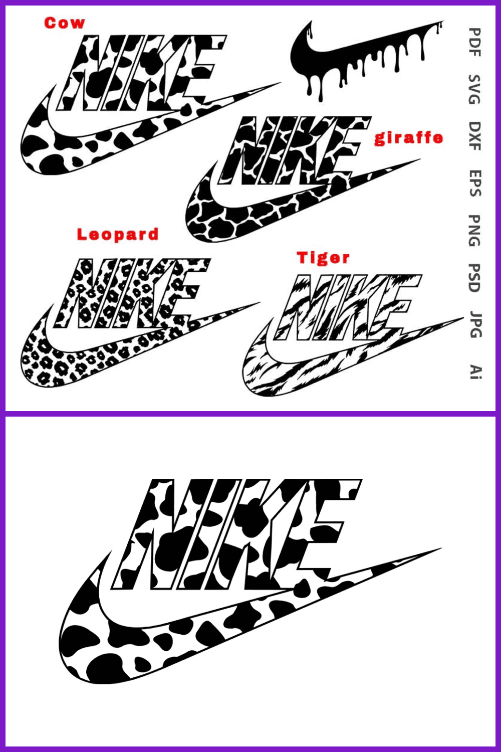 Nike Animal Print Logo SVG, Nike SVG, Nike Logo SVG, PNG