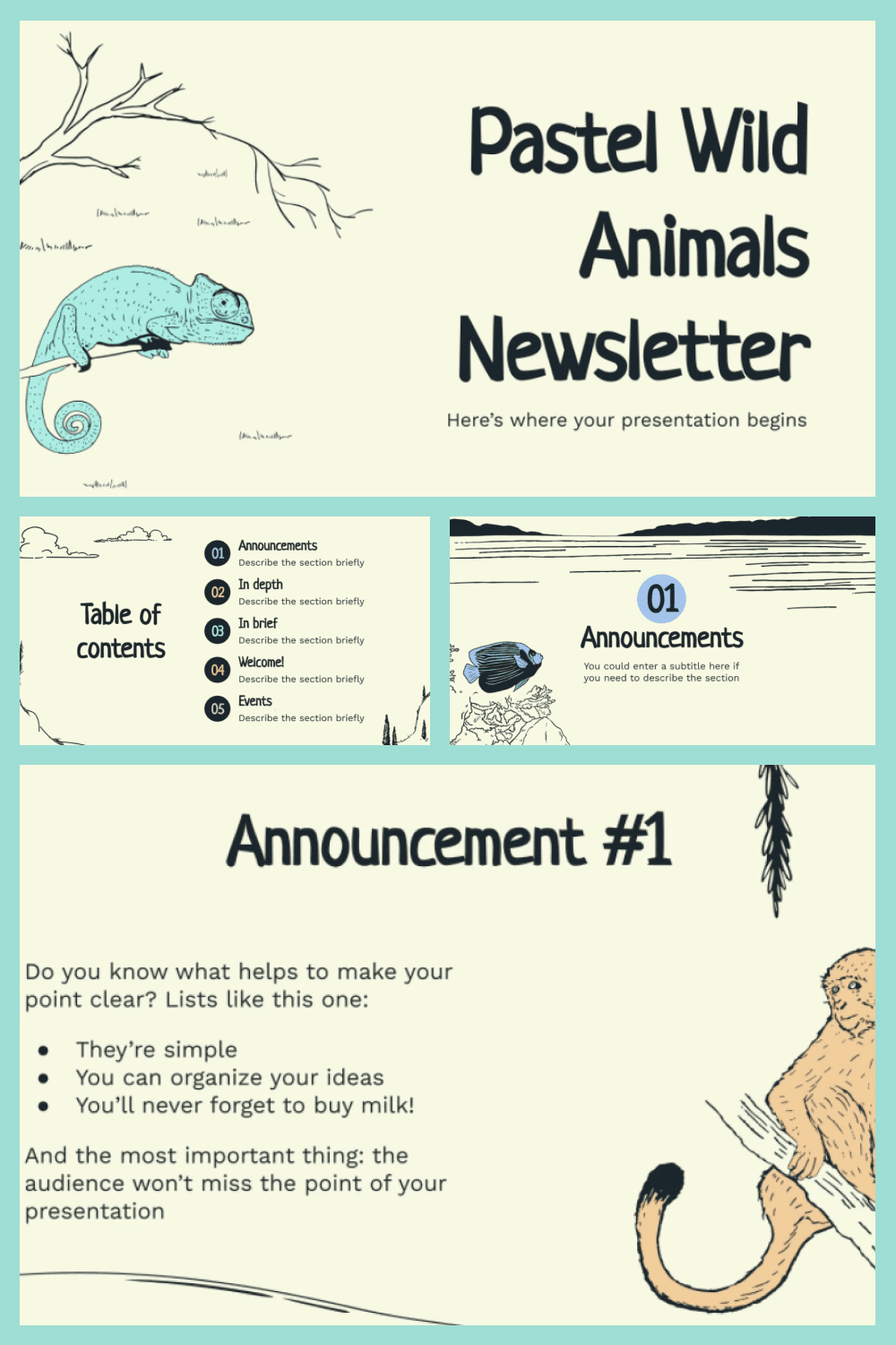 Pastel wild animals newsletter.
