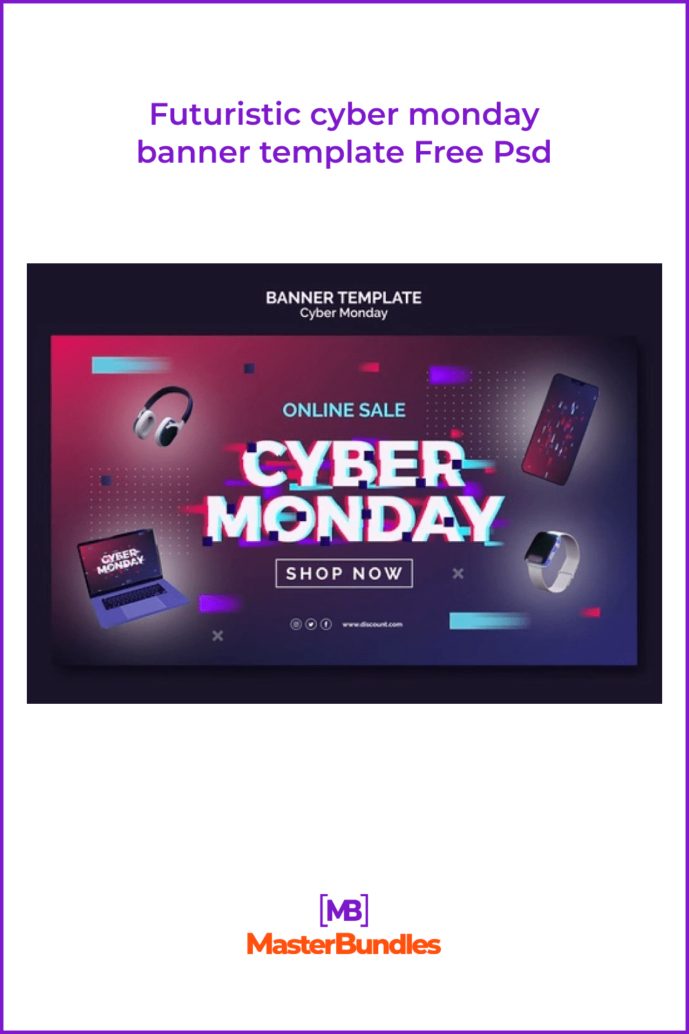 Purple Futuristic Banner for Cyber Monday.