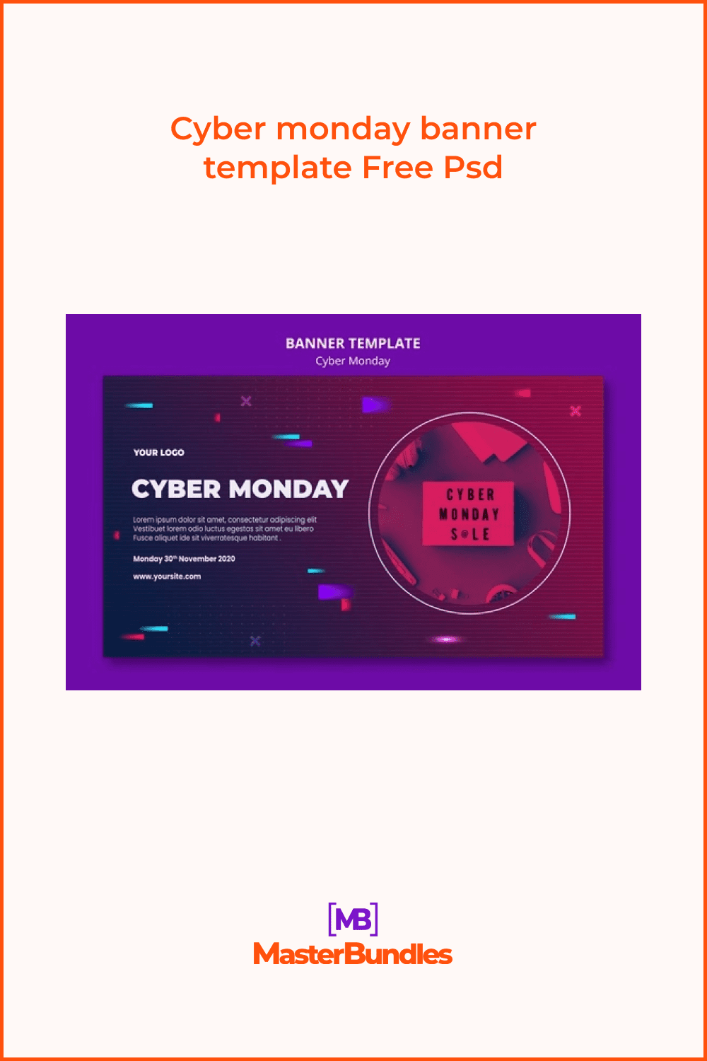 Purple and Pink Cyber Monday Banner Template.