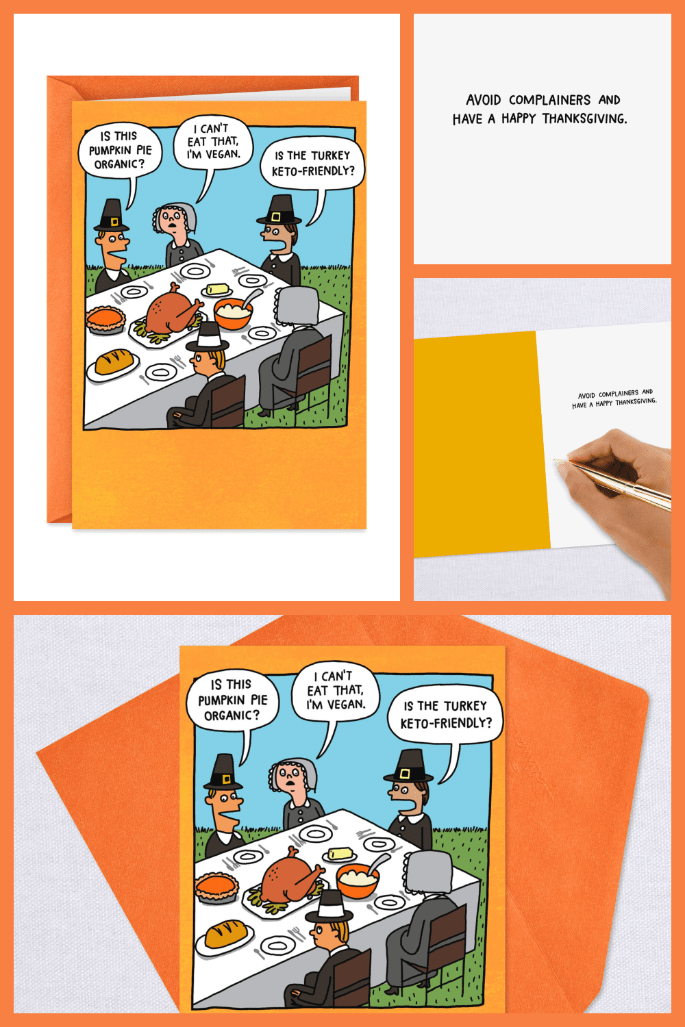 Picky pilgrim eaters funny Thanksgiving card.