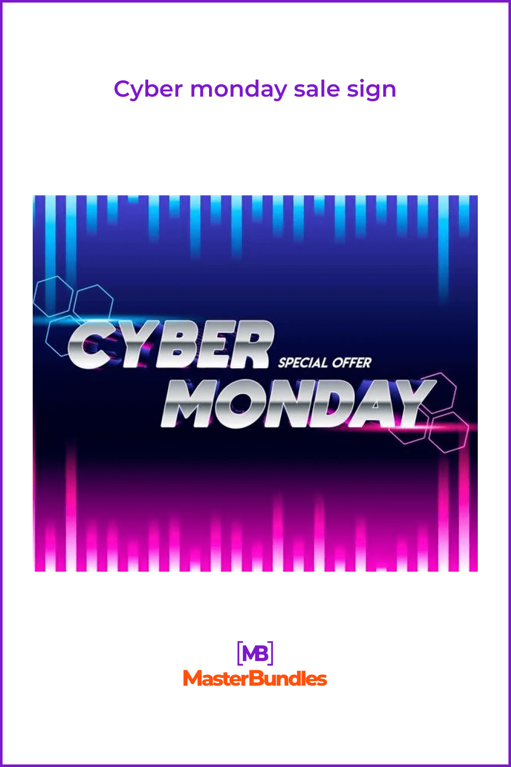 Blue and Pink Cyber Monday Banner with 3D Letters.