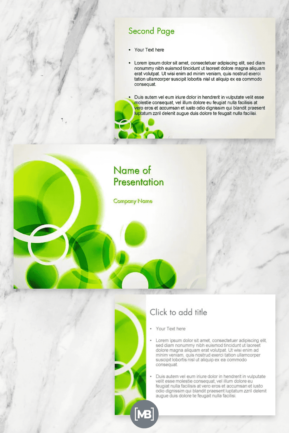 Green circles abstract powerpoint template.