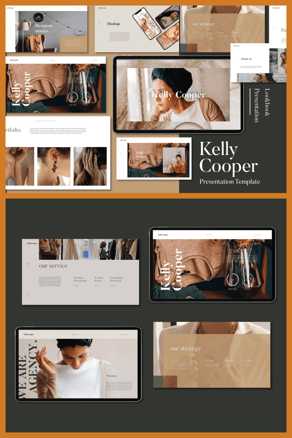 Use Powerpoint to create template with magazine or lookbook layout style.