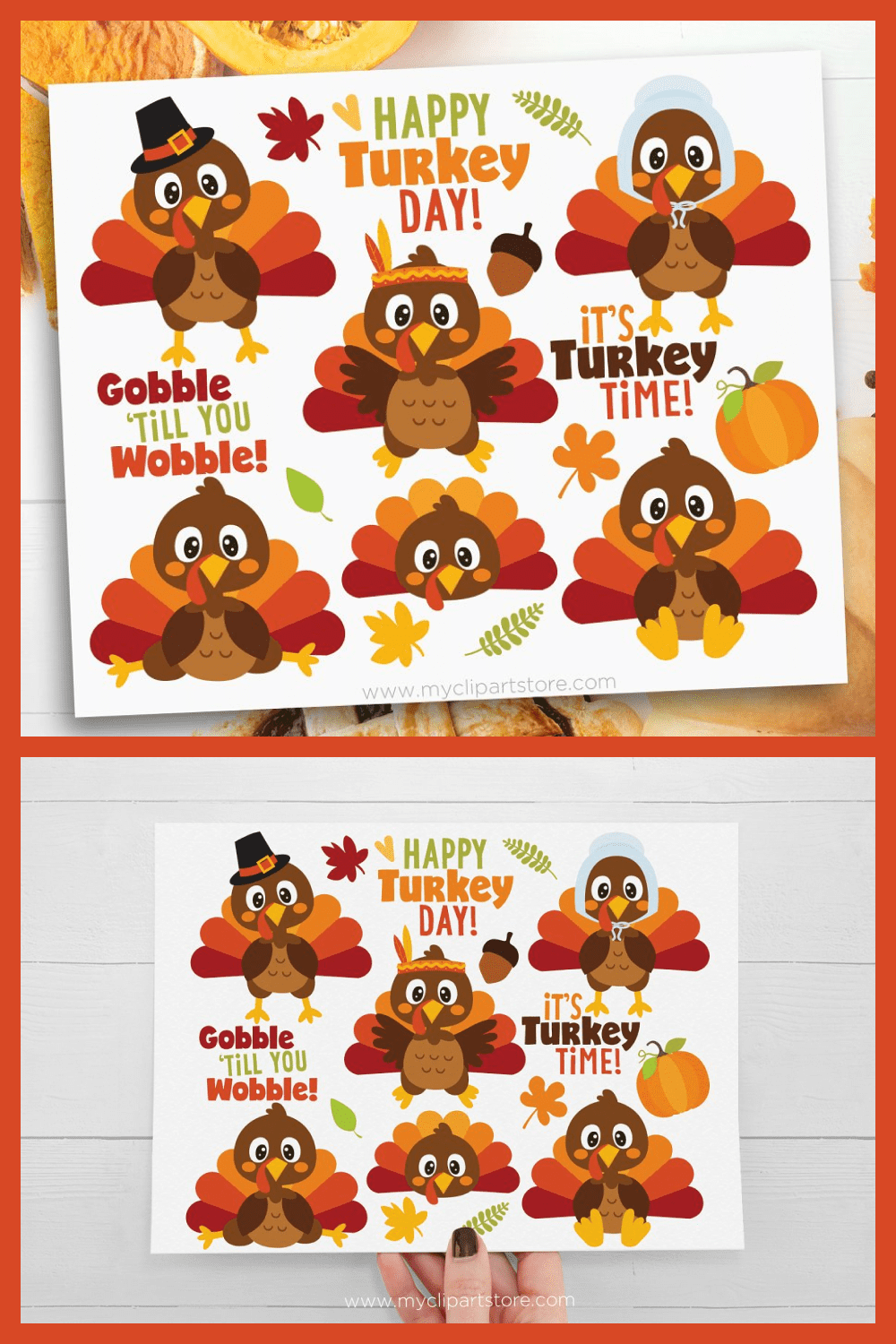 Thanksgiving, turkey day clipart by MyClipArtStore.