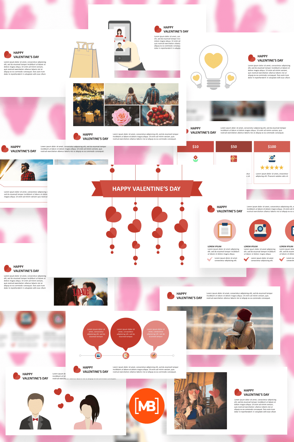 Delicate Valentine's Day powerpoint template.