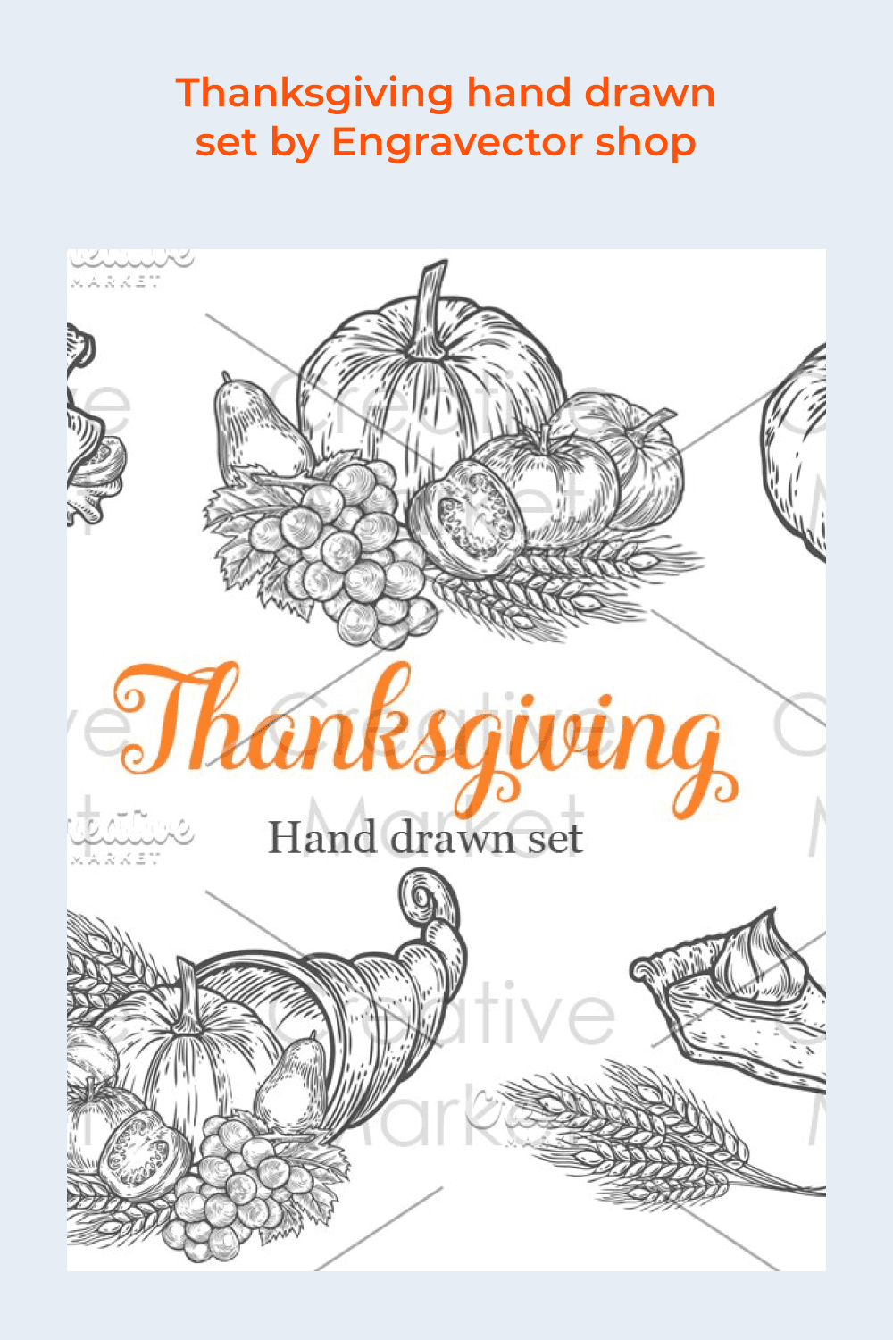 Thanksgiving hand drawn set by Engravector shop.