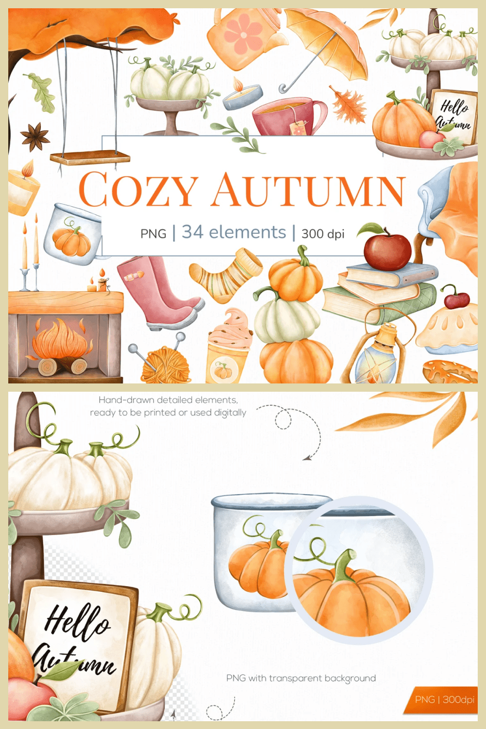 Cozy autumn clipart.