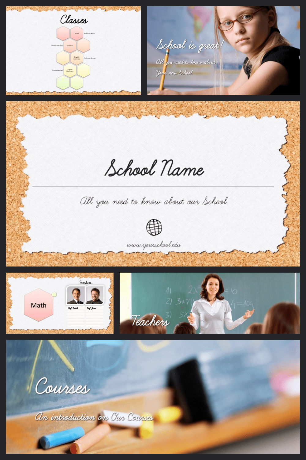 A simple standard school template with elements that remind you of learning.