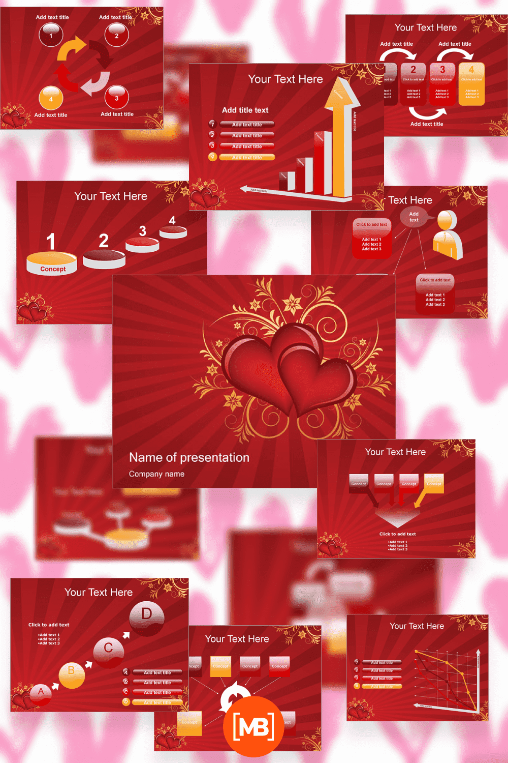 Valentines day powerpoint template infographics slides.