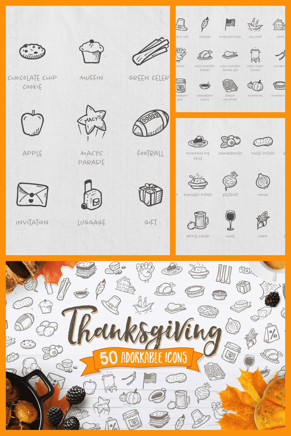 Thanksgiving - hand-drawn icons by good stuff no nonsense.