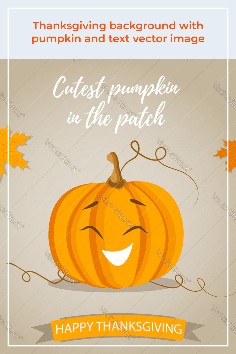 Thanksgiving background with pumpkin and text vector image.