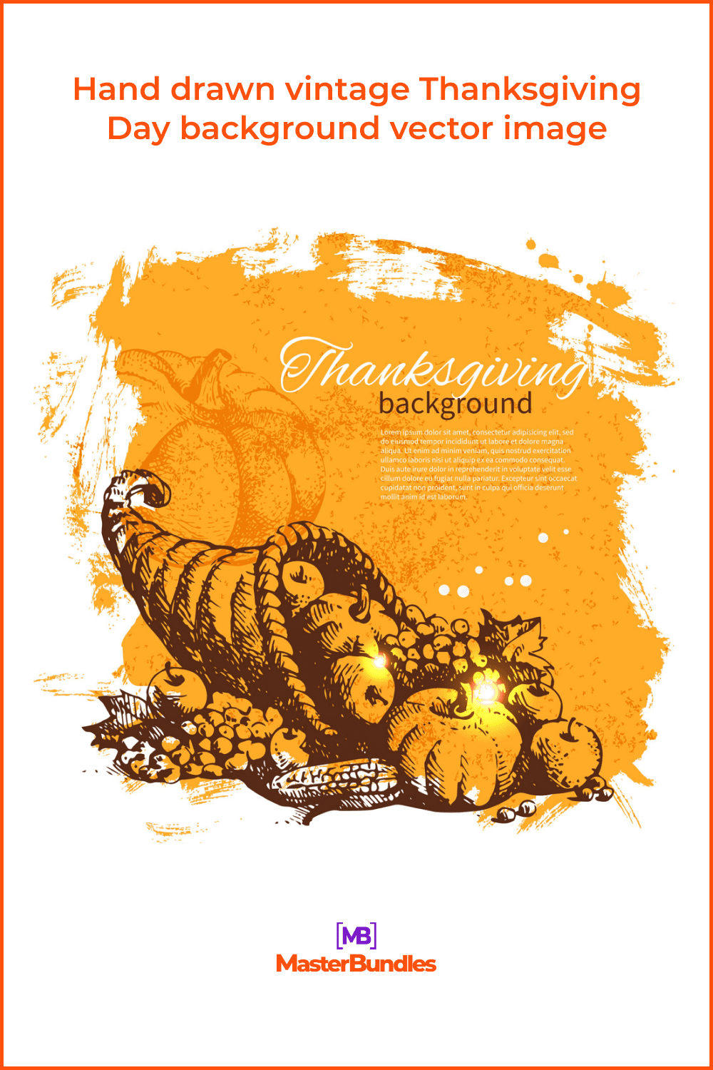 Hand drawn vintage Thanksgiving Day background vector image.