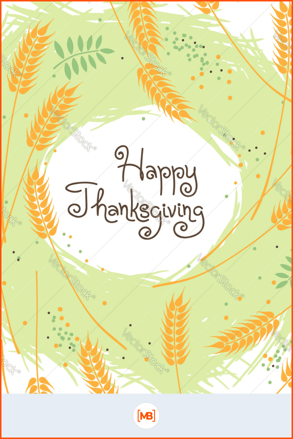 Happy Thanksgiving Fall Background with Wheat Ears vector image.