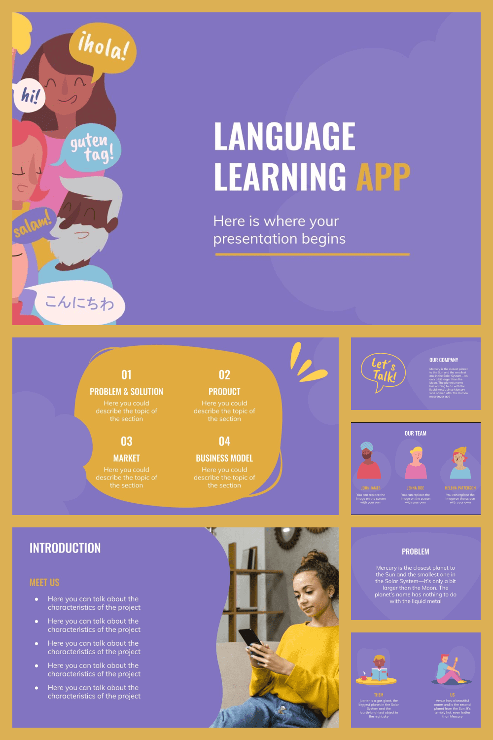 Language learning app pitch deck.
