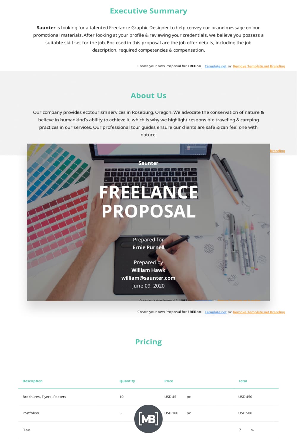Basic freelance proposal template.