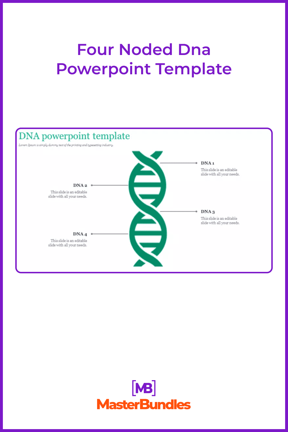 Four noded DNA powerpoint template.