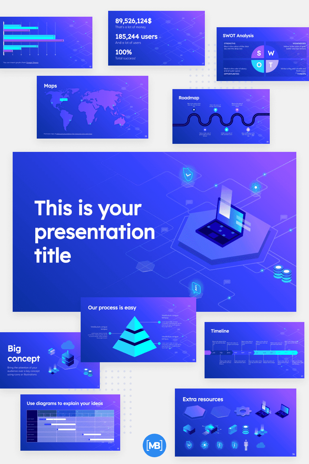 Tech illustrated free powerpoint template.
