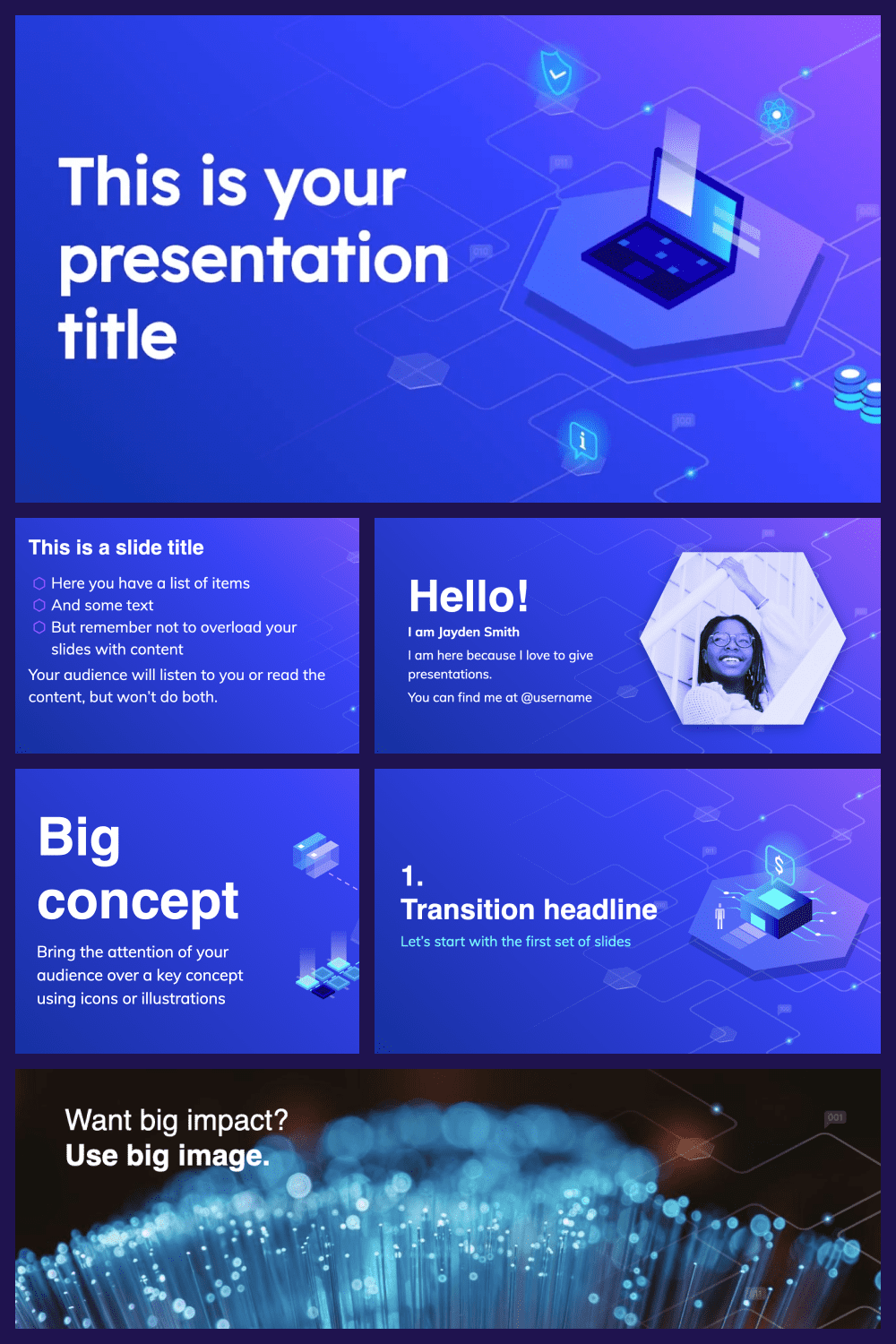 Tech illustrated free powerpoint template.