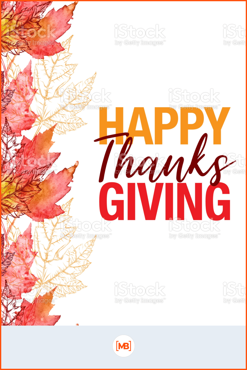 Maple Leaf Vector Watercolor and Ink Seamless Pattern with Happy Thanksgiving Greeting stock illustration.