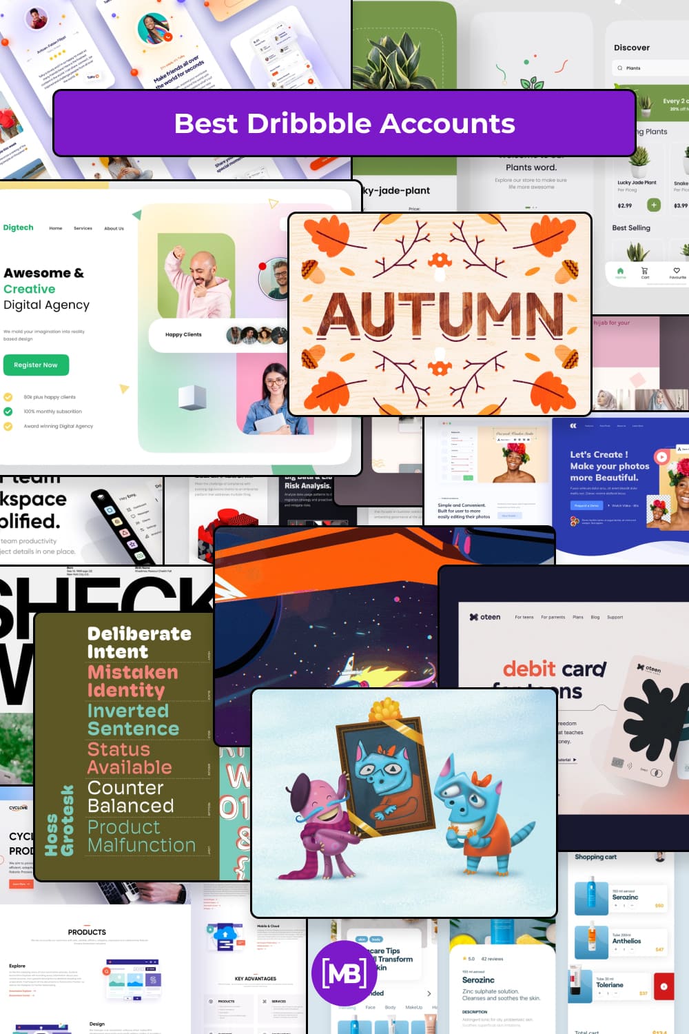 Best Dribbble Accounts Collage for Pinterest.