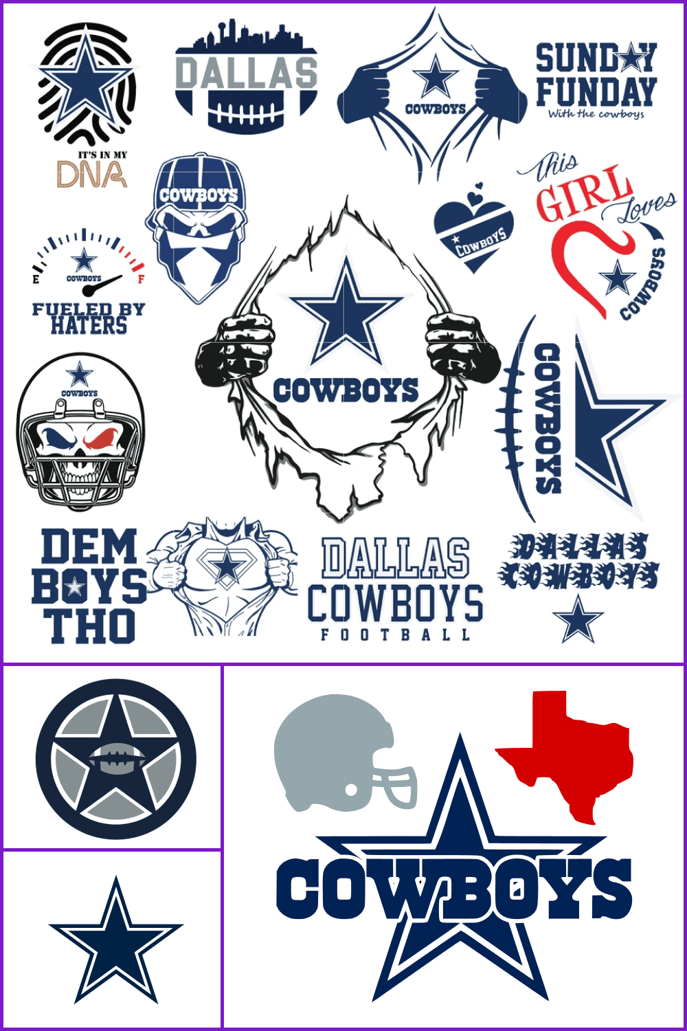 Cowboys logo, star, football team fan - free svg file for members - SVG  Heart
