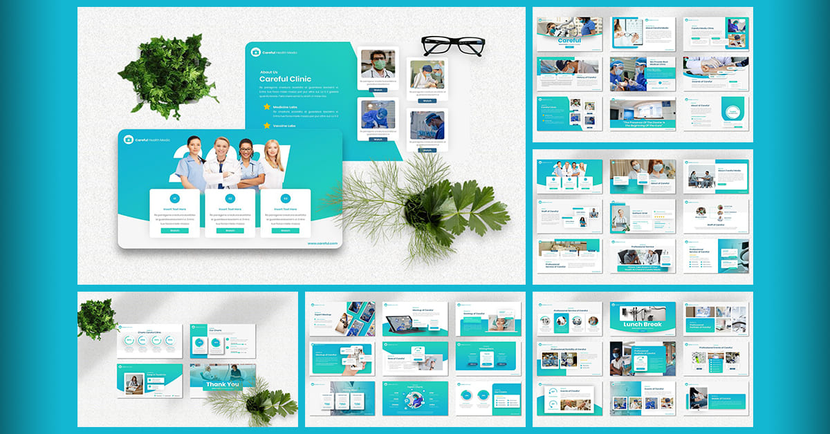 Calm template in turquoise color.
